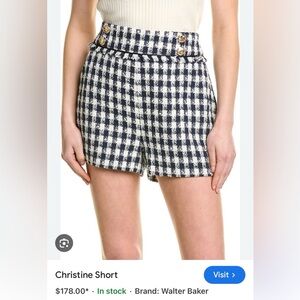 NEW NWT Women’s Nautical Style WALTER BAKER Christine Blue White Plaid Shorts
